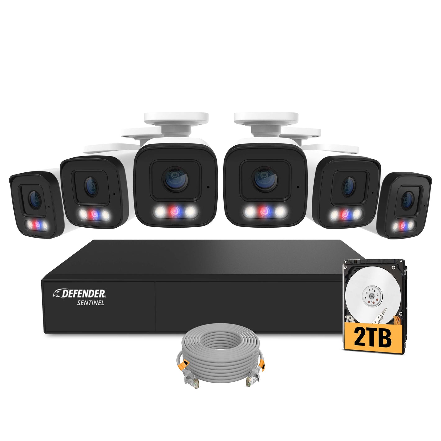 EXCLUSIVE BUNDLE: AI POWERED Sentinel 4K PoE NVR Wired Security System, 6 Metal Cameras, 2TB HDD