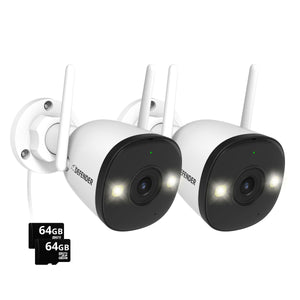 AI POWERED 4K Guard Pro Wi-Fi 6 Plug-in Security Camera with 64GB SD Card, 2 Pack