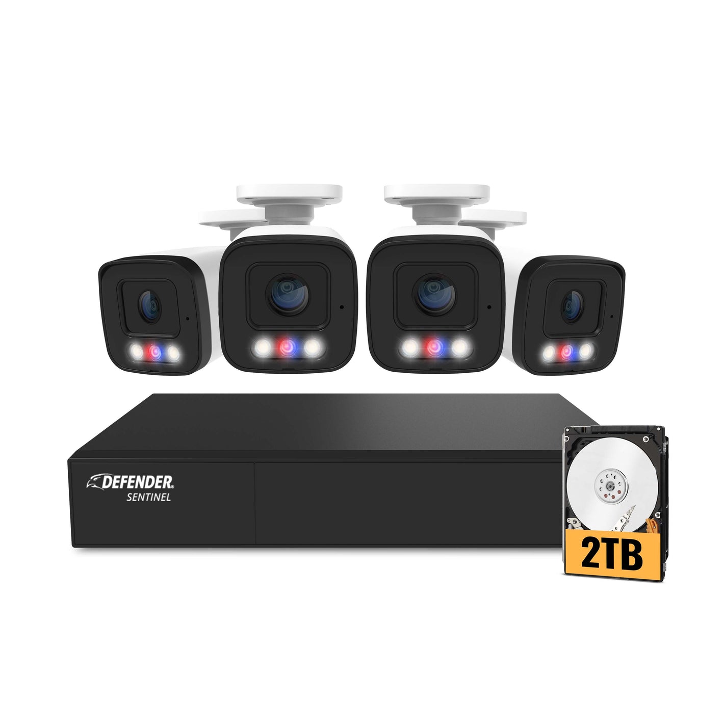 AI POWERED Sentinel 4K Ultra HD Wired 8 Channel PoE NVR  Security System, 4 Metal Cameras &  2TB HDD