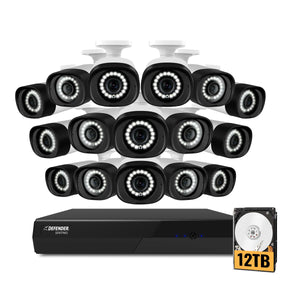 Sentinel 4K Ultra HD Wired 16 Ch PoE NVR Security System with 16 Metal Cameras & 12TB HDD Upgrade