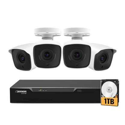 AI POWERED 4K Vision 8 Channel DVR Security System with 1TB HDD & 4 Cameras