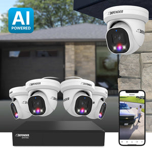 AI POWERED Sentinel Pro Turret 4K Wired 8CH NVR PoE Security System, 4 Metal Cameras & 1TB HDD